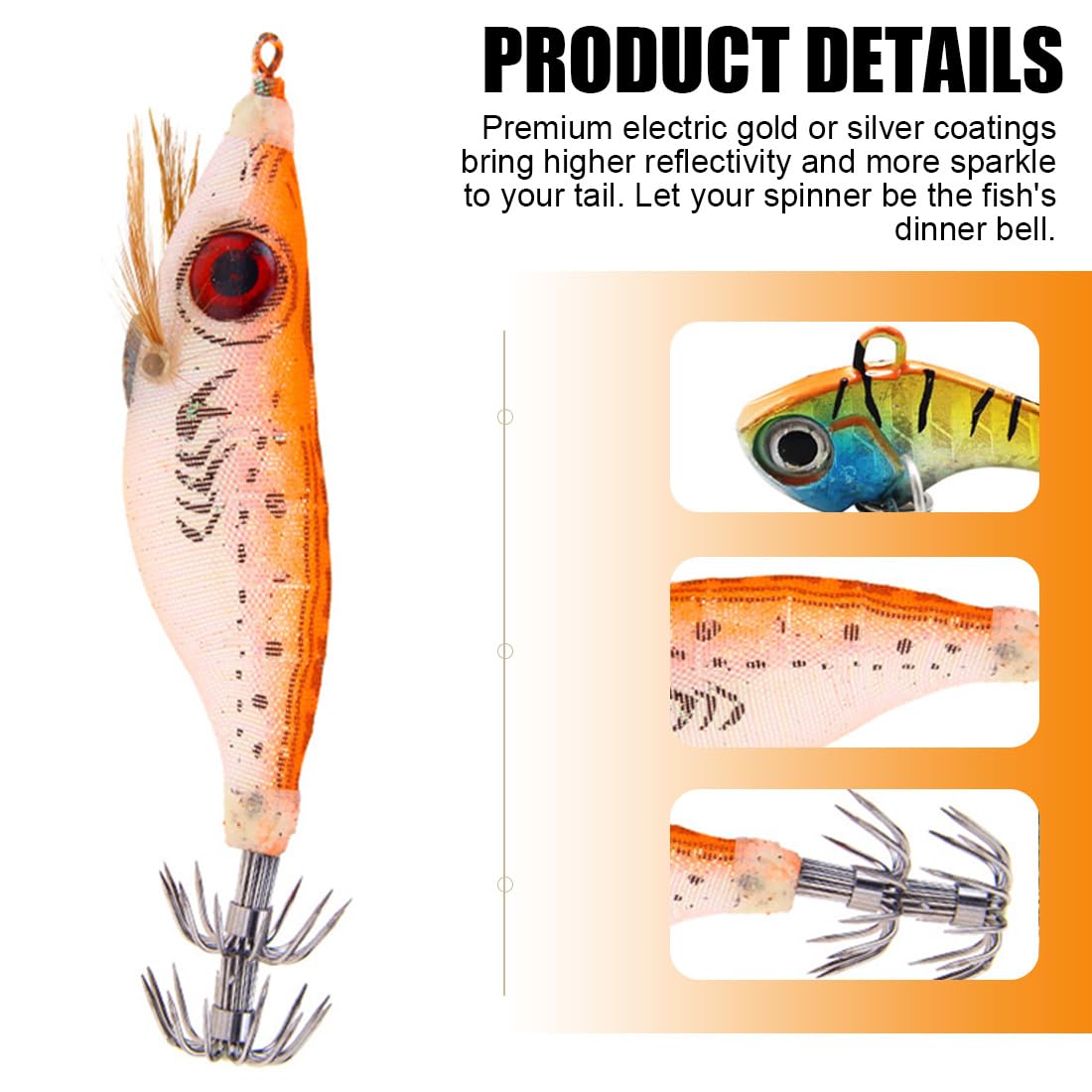 4 Piezas Artificial Calamar Señuelos para Pesca, Señuelo de Pulpo, Camarón, Gamba de Madera, Cebo, Anzuelo Duro, Kit de Señuelo de Pesca,Señuelos de Pesca de Mar de Hundimiento Profundo