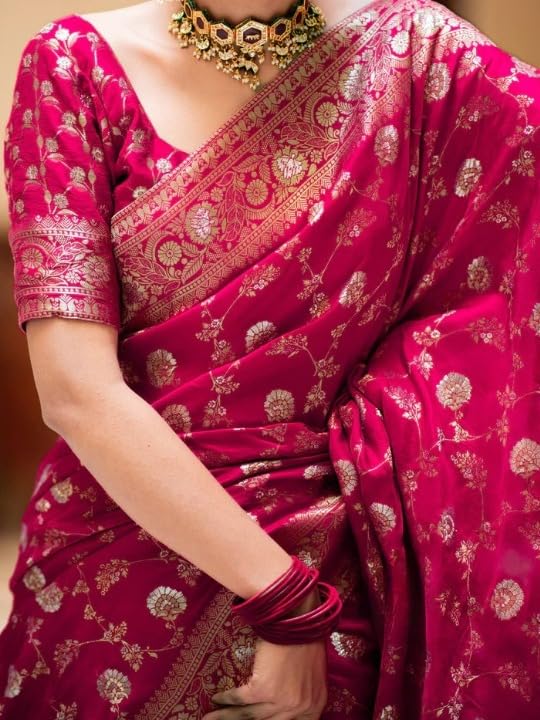 Image of Flosive Women's Soft Kangivaram Silk Saree With Copper Zari Weaving With Boluse