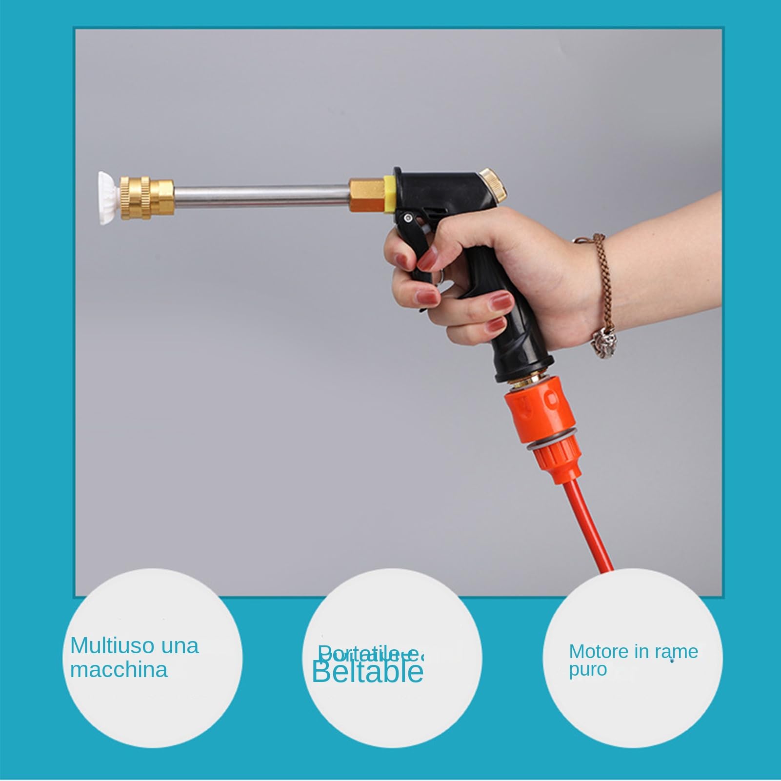 Idropulitrice Portatile Con Tubo Pompa Acqua Spruzzatore