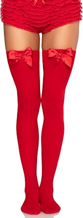 Leg Avenue Women's Satin Bow Accent Thigh Highs