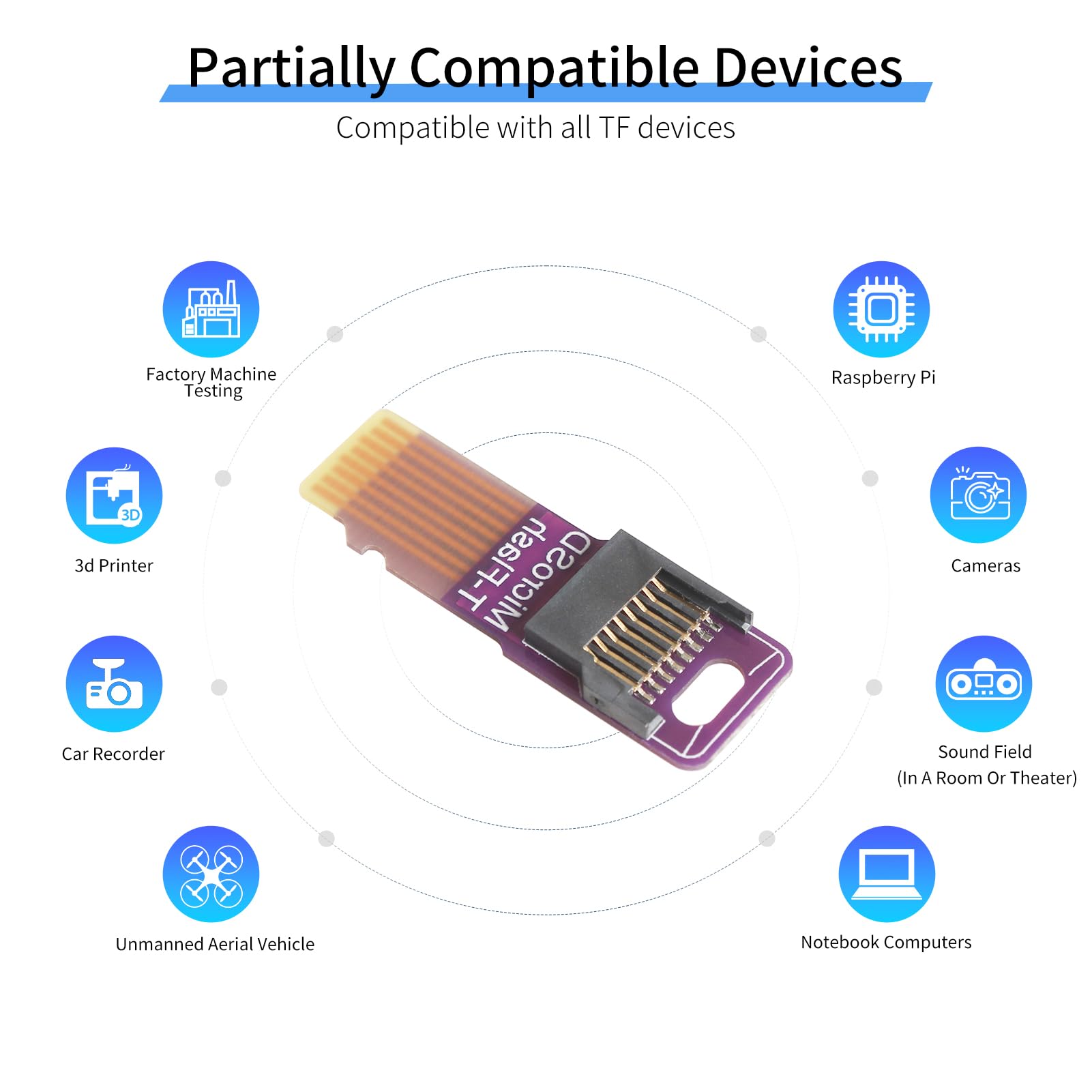 Kit de carte mémoire Micro SD TF mâle vers femelle Adaptateur d'extension PCBA Lecteur de carte compatible avec les téléphones de voiture, imprimantes 3D, Raspberry Pi (50 pièces)
