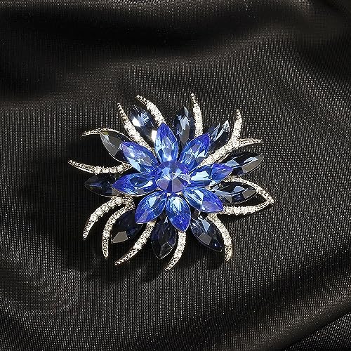 Image of Fashion Flower Brooches for Women Rhinestone Flower Brooches Pins 18k Gold Plated Lapel Pins Jewelry for Girlfriend Wife