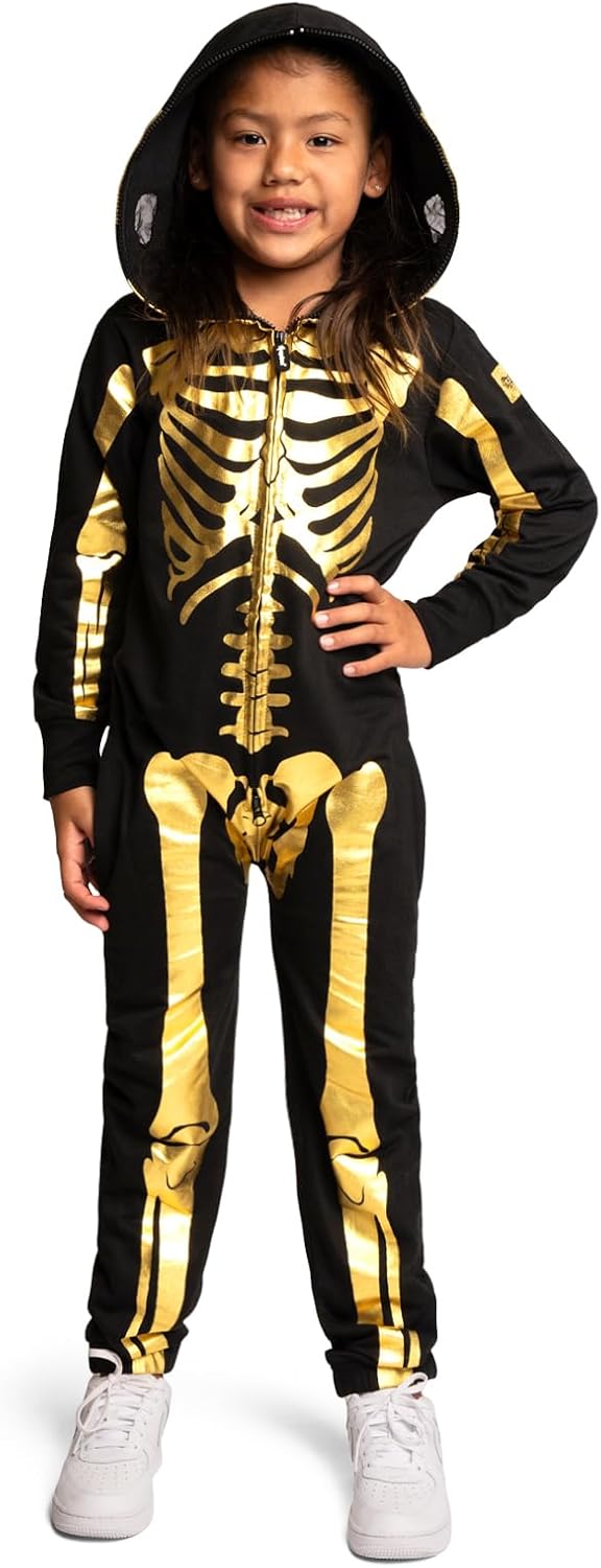 Tipsy Elves Kids Skeleton Halloween Costume - Unisex Jumpsuit for Boys and Girls