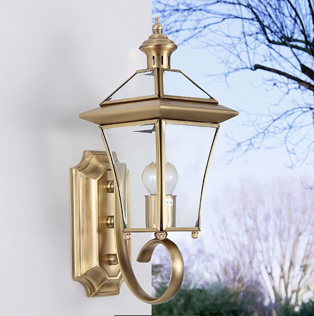Applique Murale Extérieure Vintage Applique Murale Extérieure Étanche Luminaires Extérieurs En Laiton Lumière Verre Rustique Led Lanterne Murale E27 Antique Villa Patio Parc Jardin Lumières (Couleur
