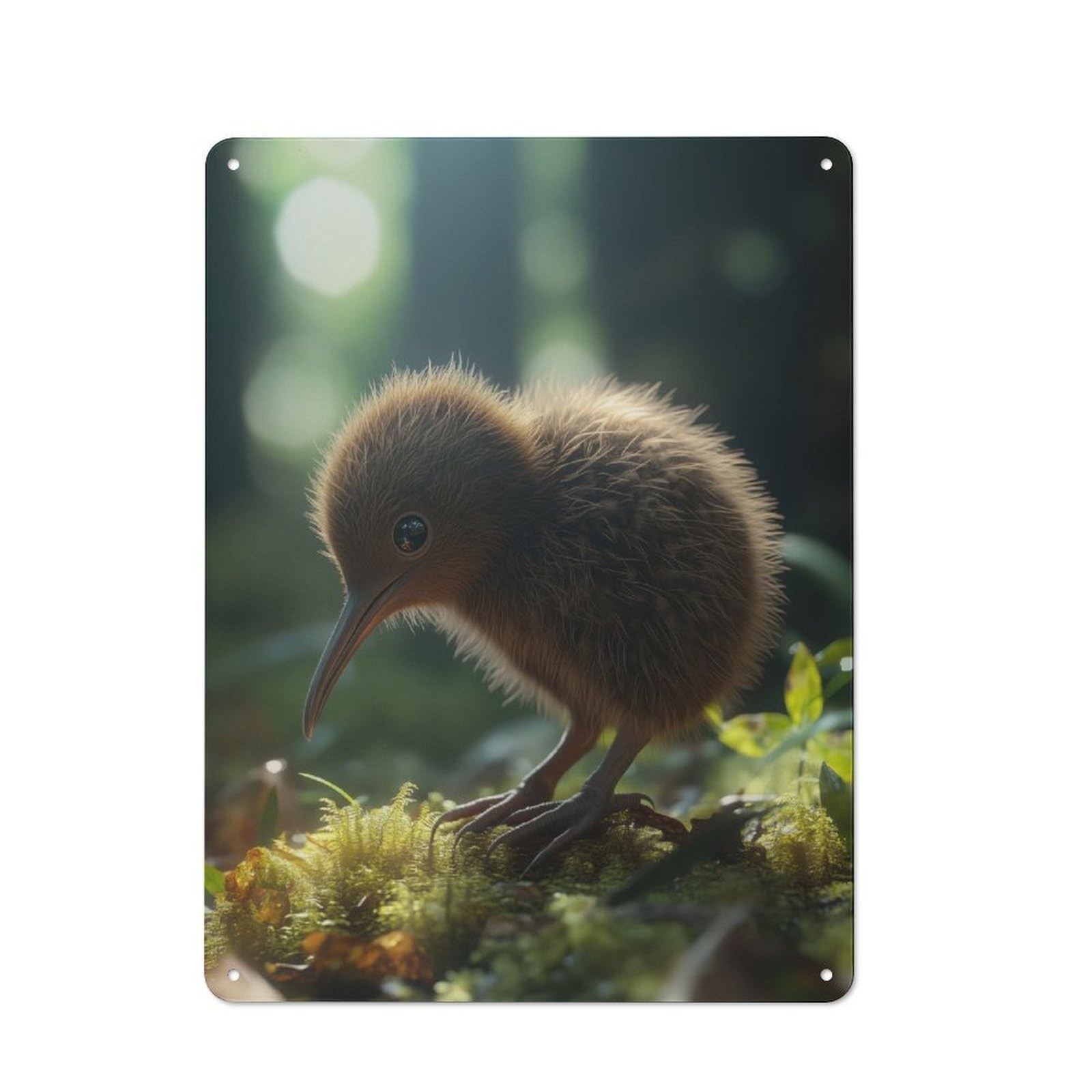 Junmoney Kiwi Bird Chick Rustic Tin Wall Plaque 40X30cm For Guest Room Or Hallway, For Garage, Workshop And Man Cave Decoration