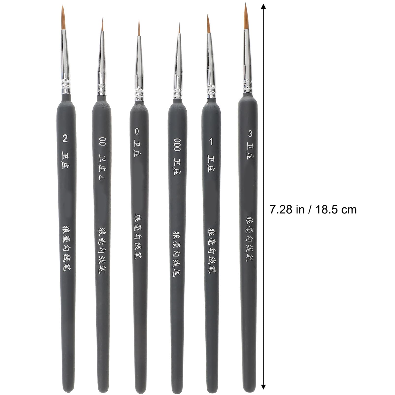 Pinceles de Acuarela y Óleo de Pelo de Comadreja 6 Piezas para Artistas y Estudiantes, Mango Plástico Resistente, Portátil, para Pintura Artística y Manualidades, Uso Escolar