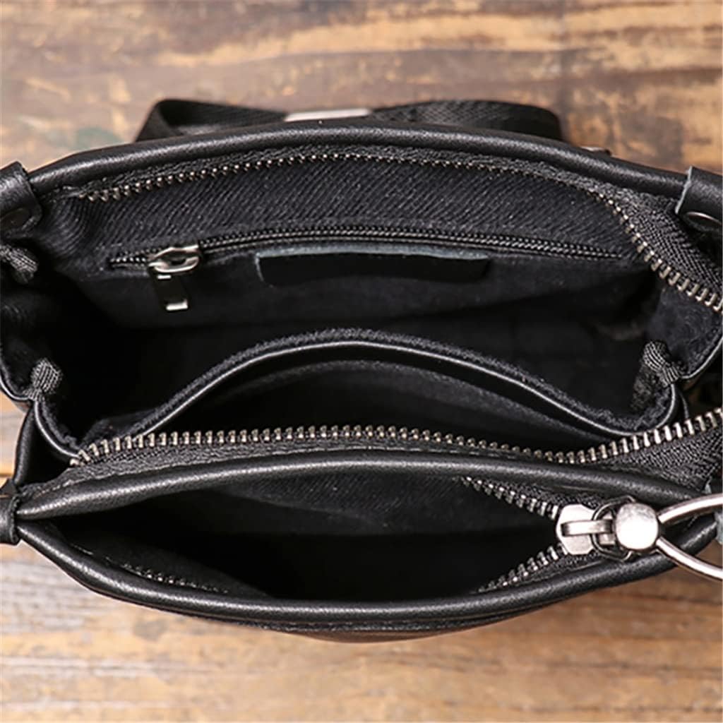Men's Shoulder Bag Casual Retro Messenger Bag Leather Top Layer Cowhide Vertical Handmade Messenger Bag For 8-Inch