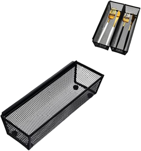 Sanzhi Organizador de cajones de bandeja de cubiertos de malla bandeja de malla de metal organizador de cajones de malla cuchillos tenedor para