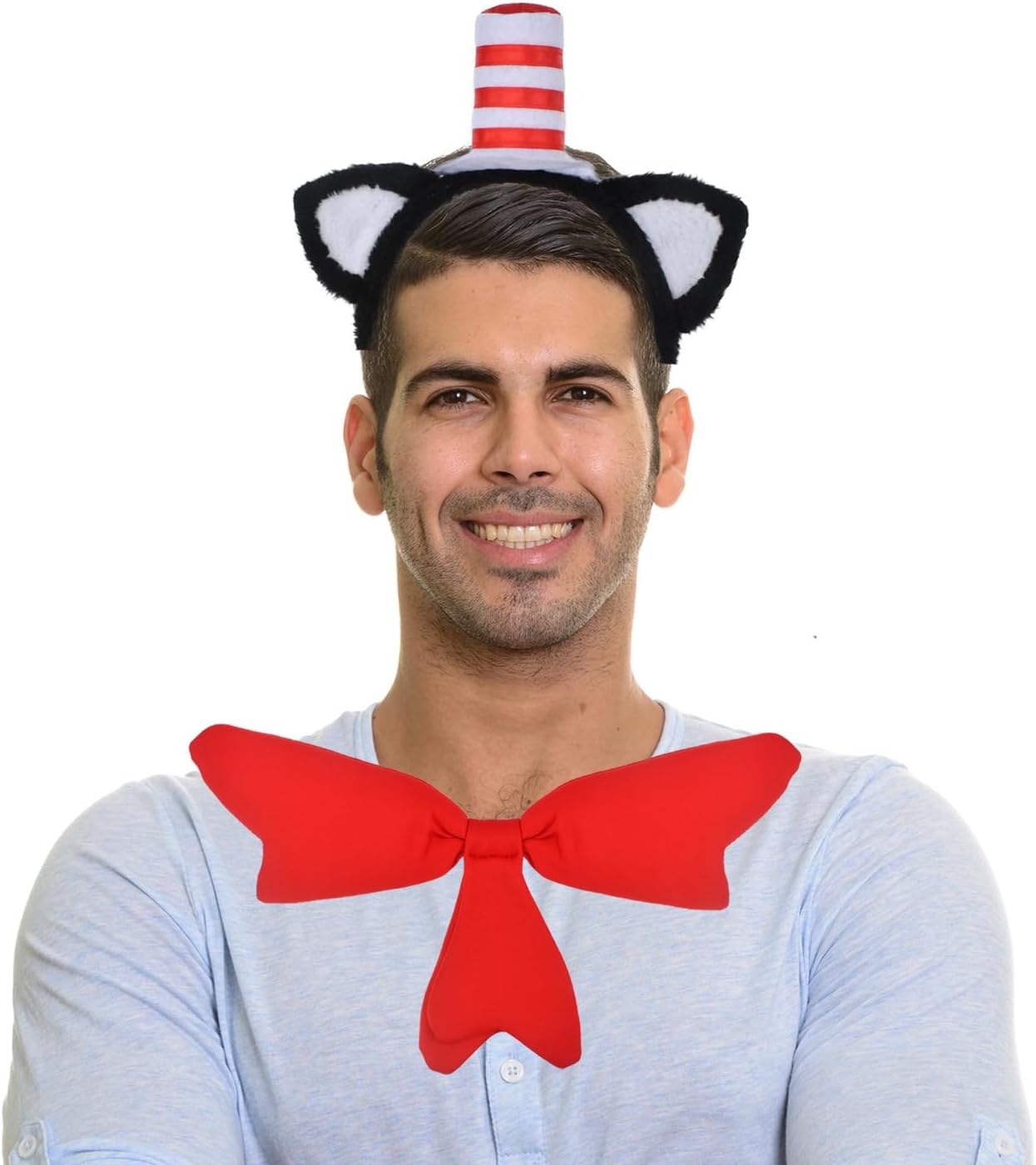 HODRME Cat Ears with Hat Headband and Bow Tie Set-Cat Costume Set Cosplay Party Halloween Accessories for Kids and Adults