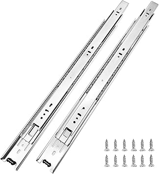 Full Extension Drawer Slides 10 12 14 16 18 20 22 24 Inch 100lb Load Capacity Side Mount Ball Bearing Glides Runners Rails Cabinet Dresser Wardrobe Kitchen Tras (14 inch)
