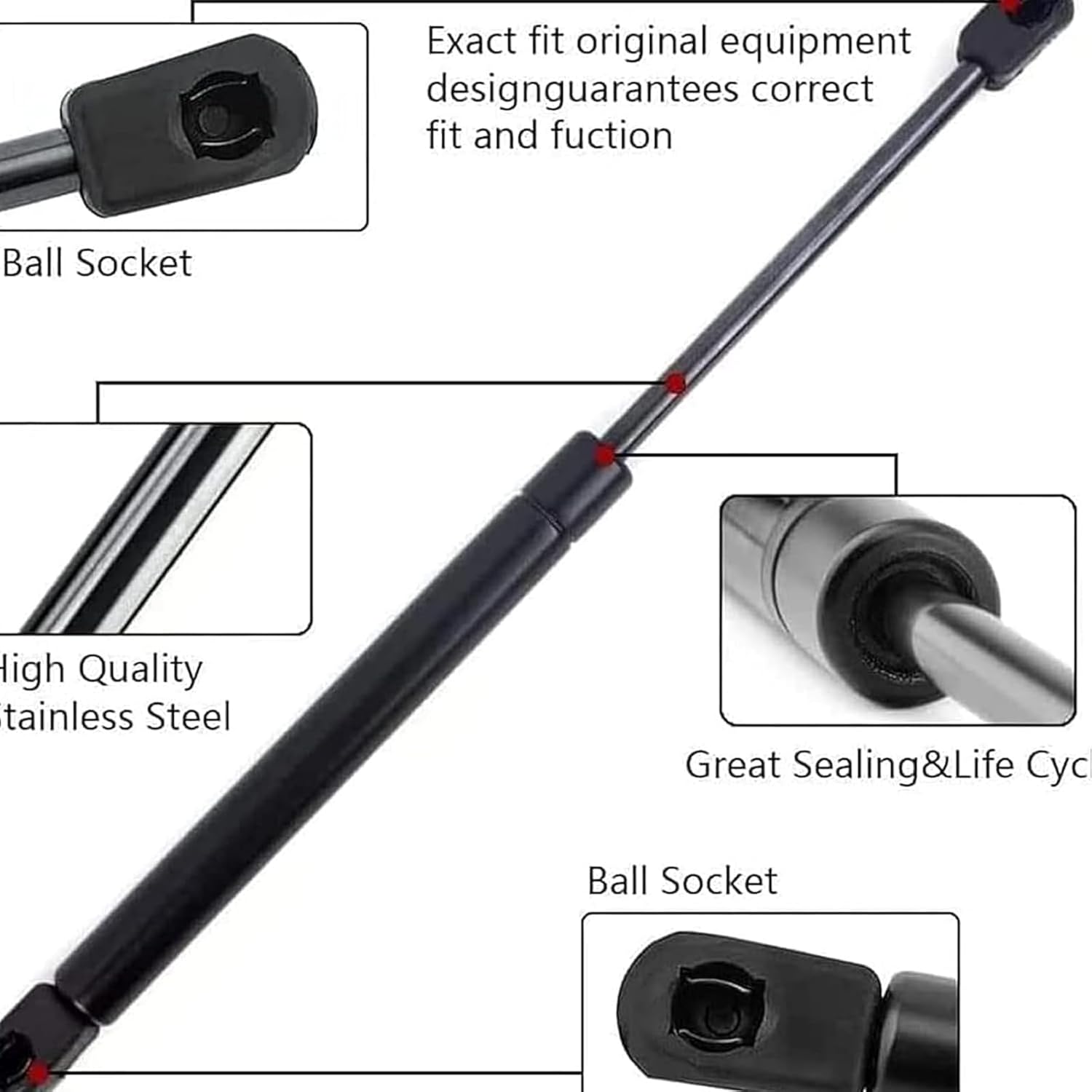 2Pcs Rear Tailgate Boot Gas Struts for Mitsubishi Outlander SE 2.4L 2015-2020, Car Trunk Lift Support Struts Shocks Rod Gas Springs Stainless Accessories