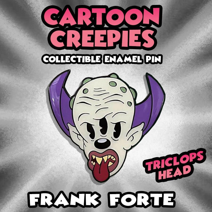Cartoon Creepies TRICLOPS HEAD 1.5" Soft Enamel pin Horror Creepy Cute Halloween Rubber Hose Animation Kawaii Collectible