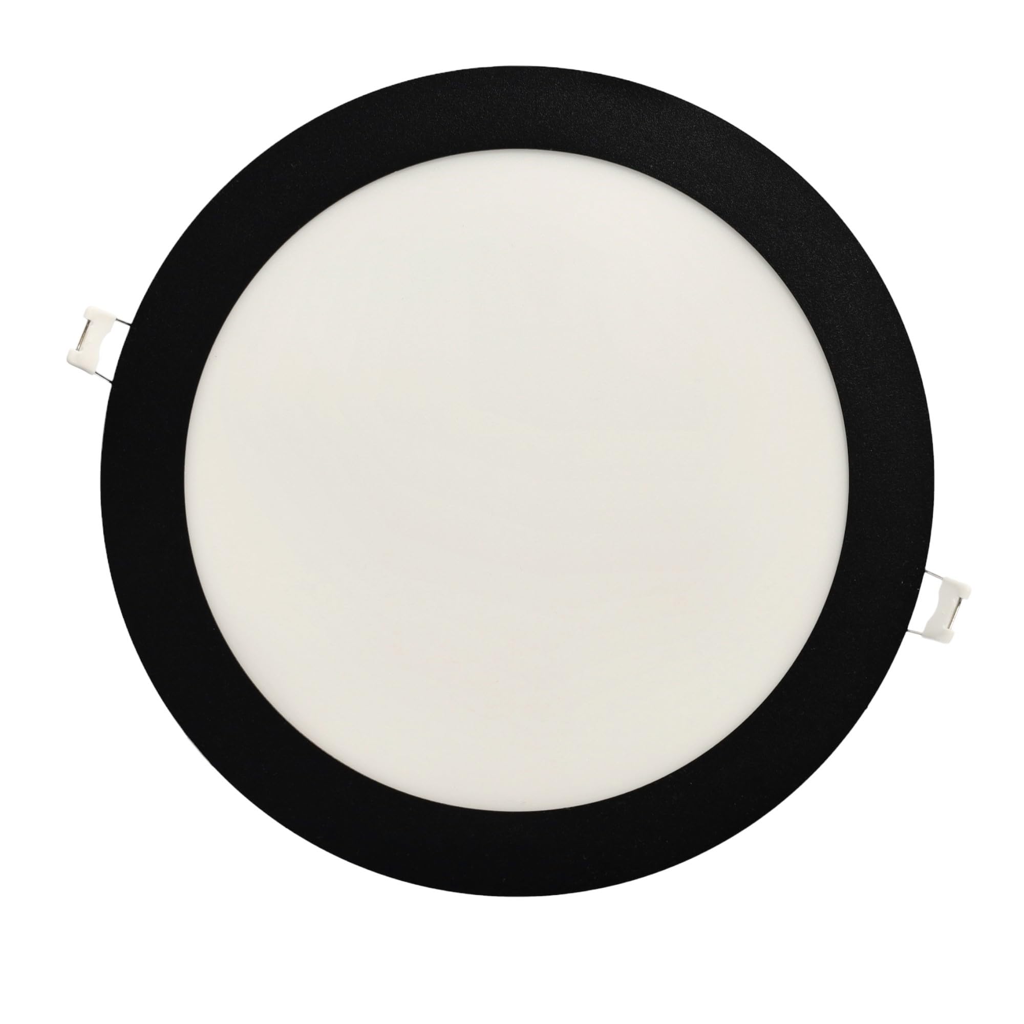 Jandei - LED Downlight 18W Round, Flat Recessed, 1440 Lum, Interior IP20 with Black Finish Frame, Hollow Cut Ø 200-Ø 205 mm, Extra Flat 13 mm, Transformer Included (Neutral White 4200K)