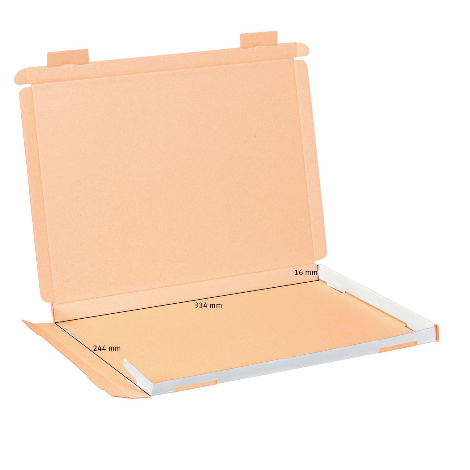 smiley pack 100x Großbriefkartons 350 x 250 x 20 mm weiß DIN A4 B4 stabiler Versandkarton Postkarton Faltschachtel für Warensendung, Büchersendung und Großbrief mit Steckverschluss (100 Stück)