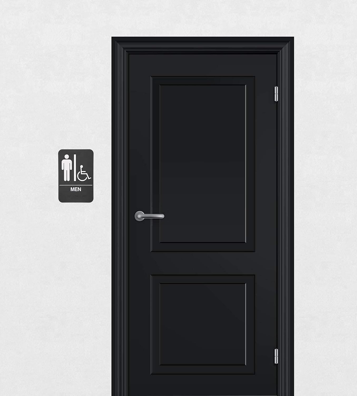 Placa De Baño Unisex Con Símbolos Hombre/Mujer Y Braille - 150x150x2 Mm, Adhesiva, Para Puertas De WC