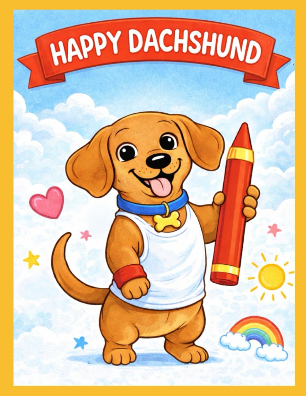 Happy Dachshund Coloring Book: Cute Sausage Dog Coloring Pages for Kids Ages 6-12 | Fun and Easy Puppy Designs for Boys and Girls