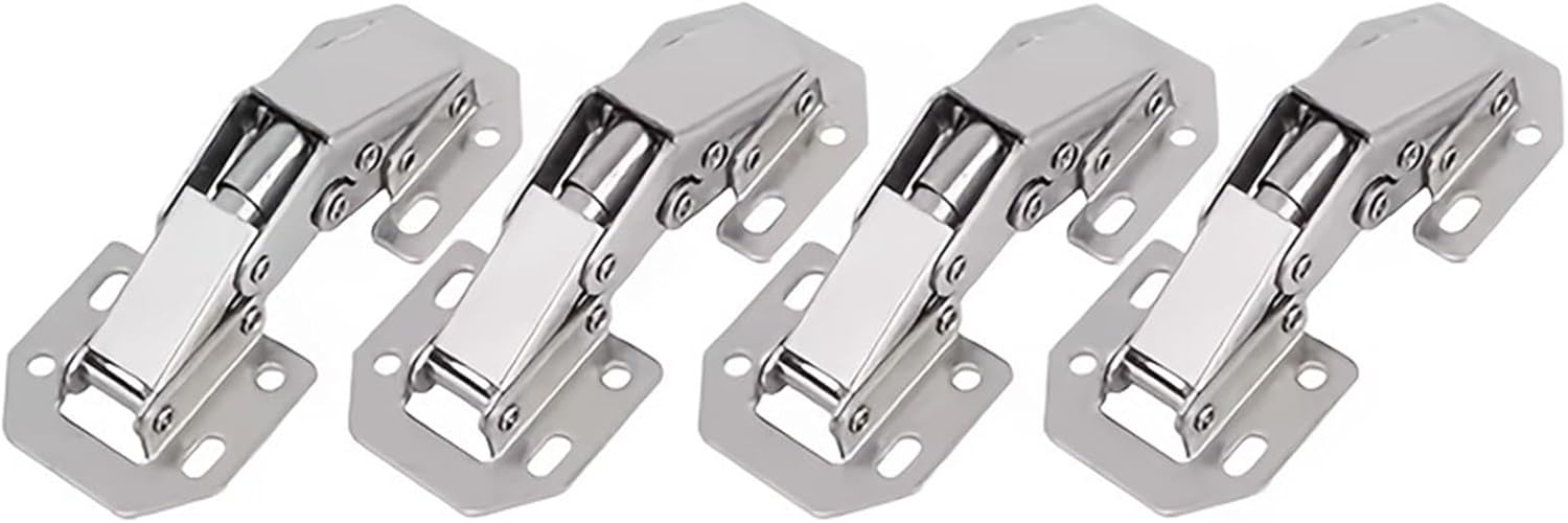 90 Degree Steel Cabinet Hinges No-Drilling HoleHydraulic Buffer Cupboard Furniture Hardware 4/6Pcs(6PCS)