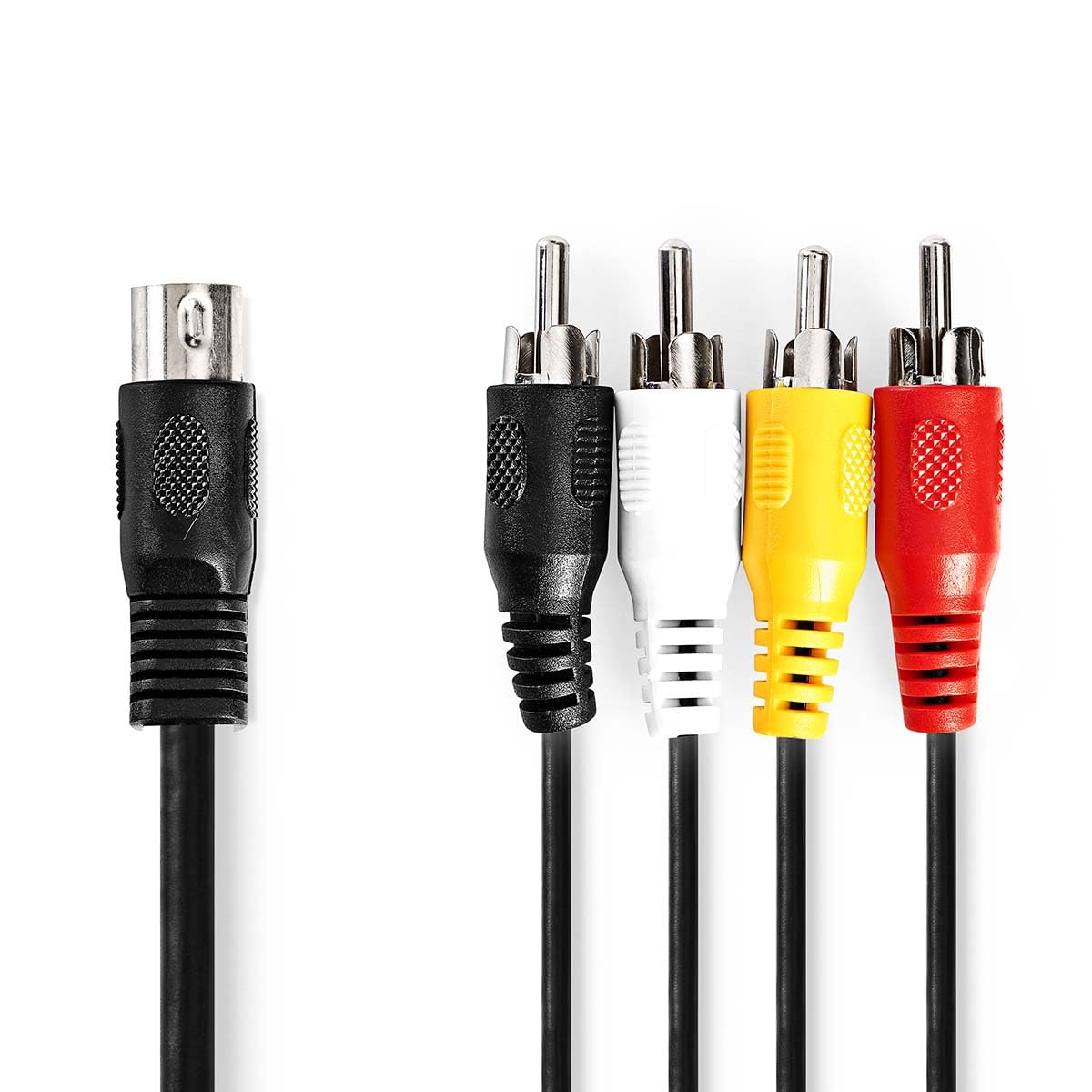 NEDIS 1m DIN Audio Cable with 5-Pin DIN to 4x RCA Male Connectors, Shielded