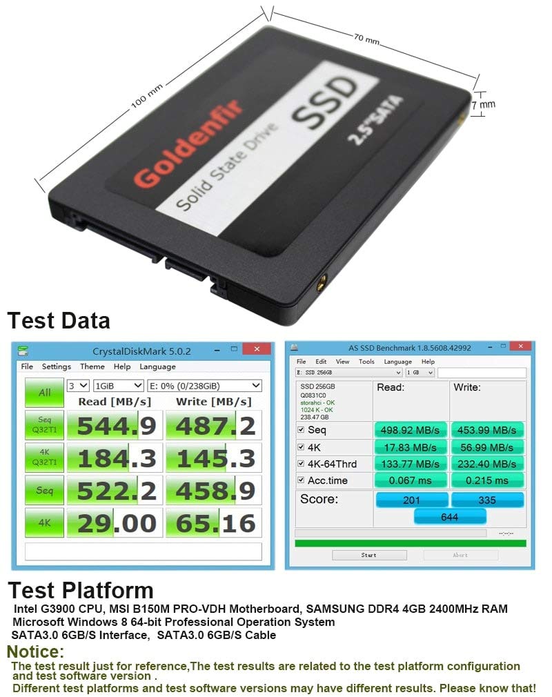 Goldenfir - Internal SSD Hard Drive 2.5 Inches - 256 GB : Amazon