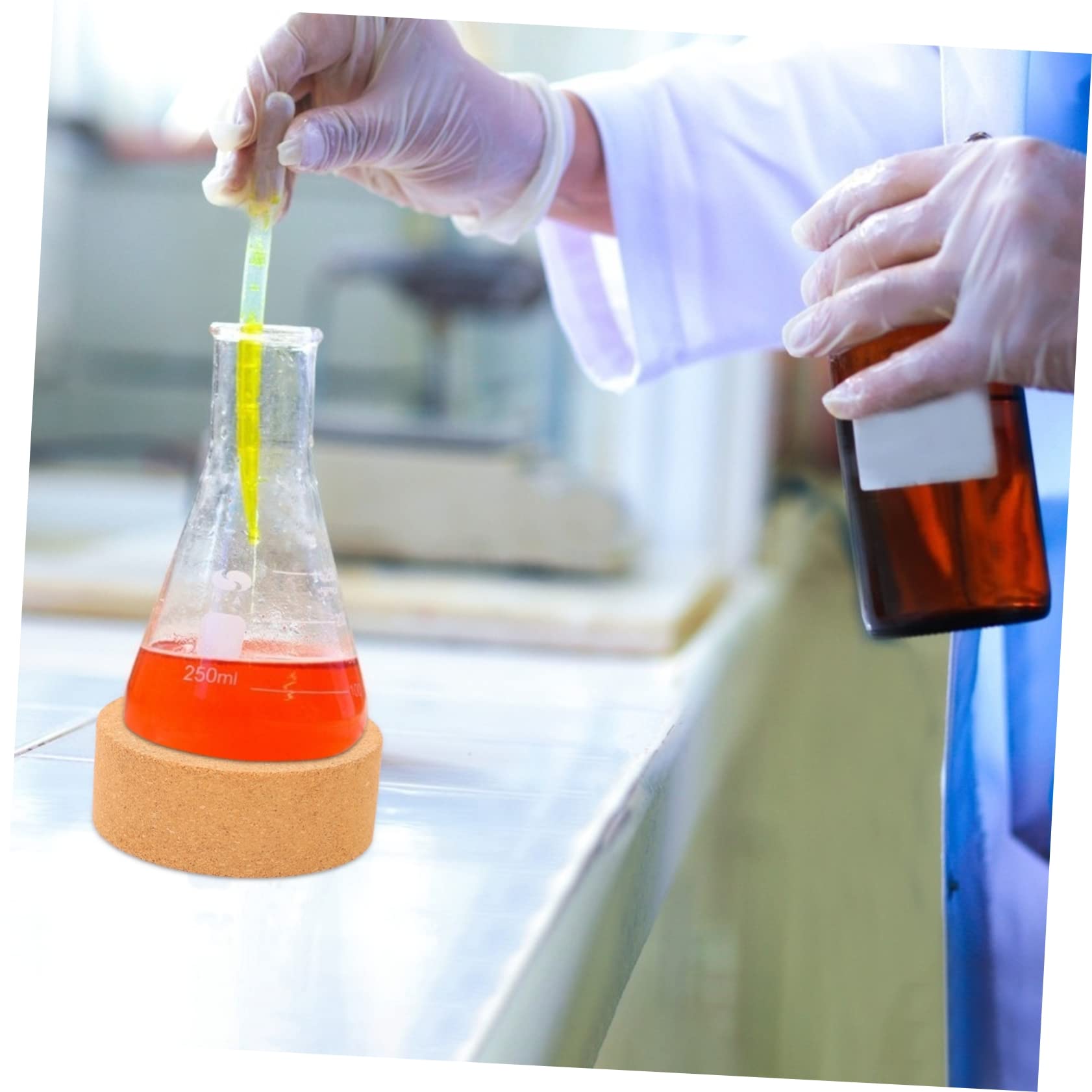 OUNONA Lot de 2 Supports de Flacons en Liège Supports de Base de Flacons de Laboratoire de Flacon Résistants à La Chaleur - Corrosifs 2 Pièces