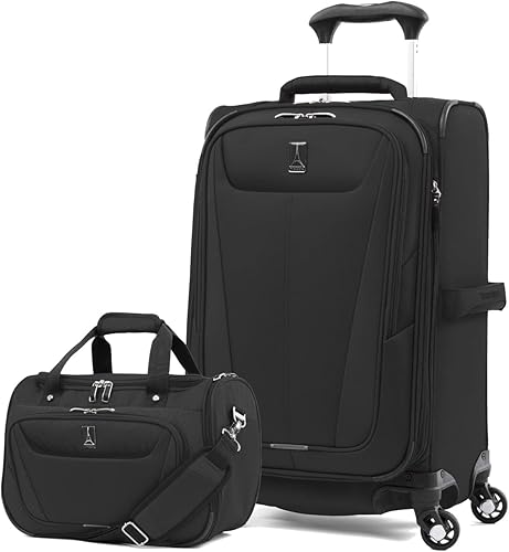 Miniatura 285 de Travelpro Maxlite 5 - Juego de 2 piezas de equipaje de mano de tela, expandibles con 4 ruedas giratorias, bolso blando para debajo del asiento, Negro