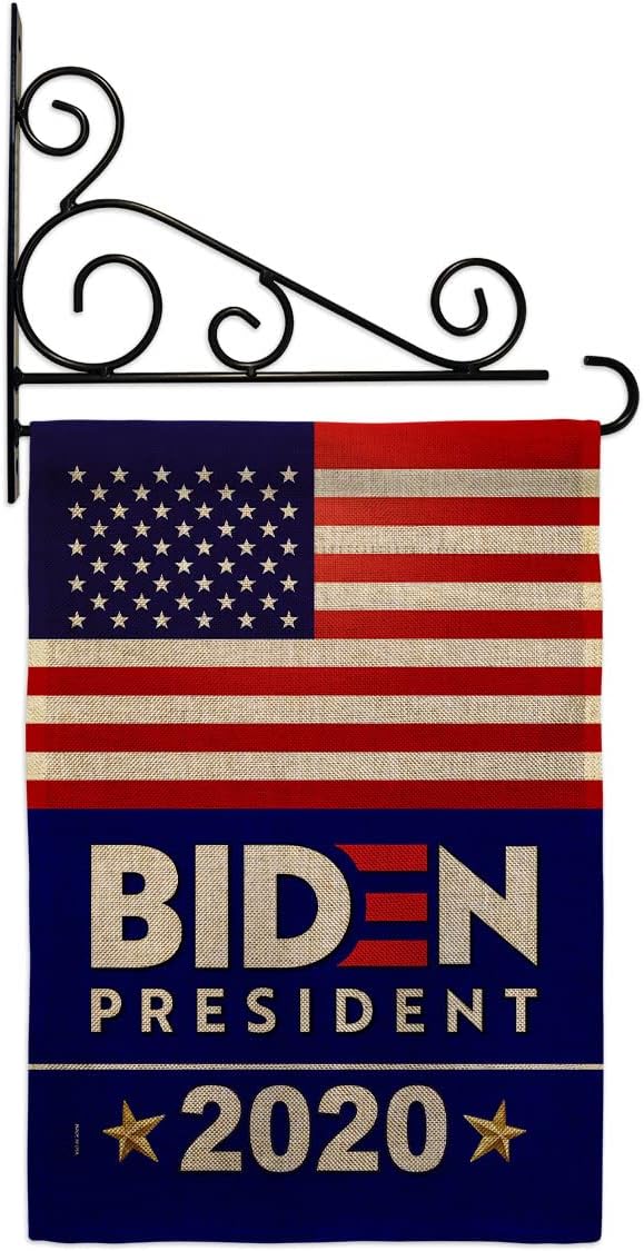 2020 Biden Garden Flag Set Wall Holder Patriotic President Democrat Republican Tea Party United State American Election Small Decorative Gift Yard House Banner Double-Sided Made in USA 13 X 18.5