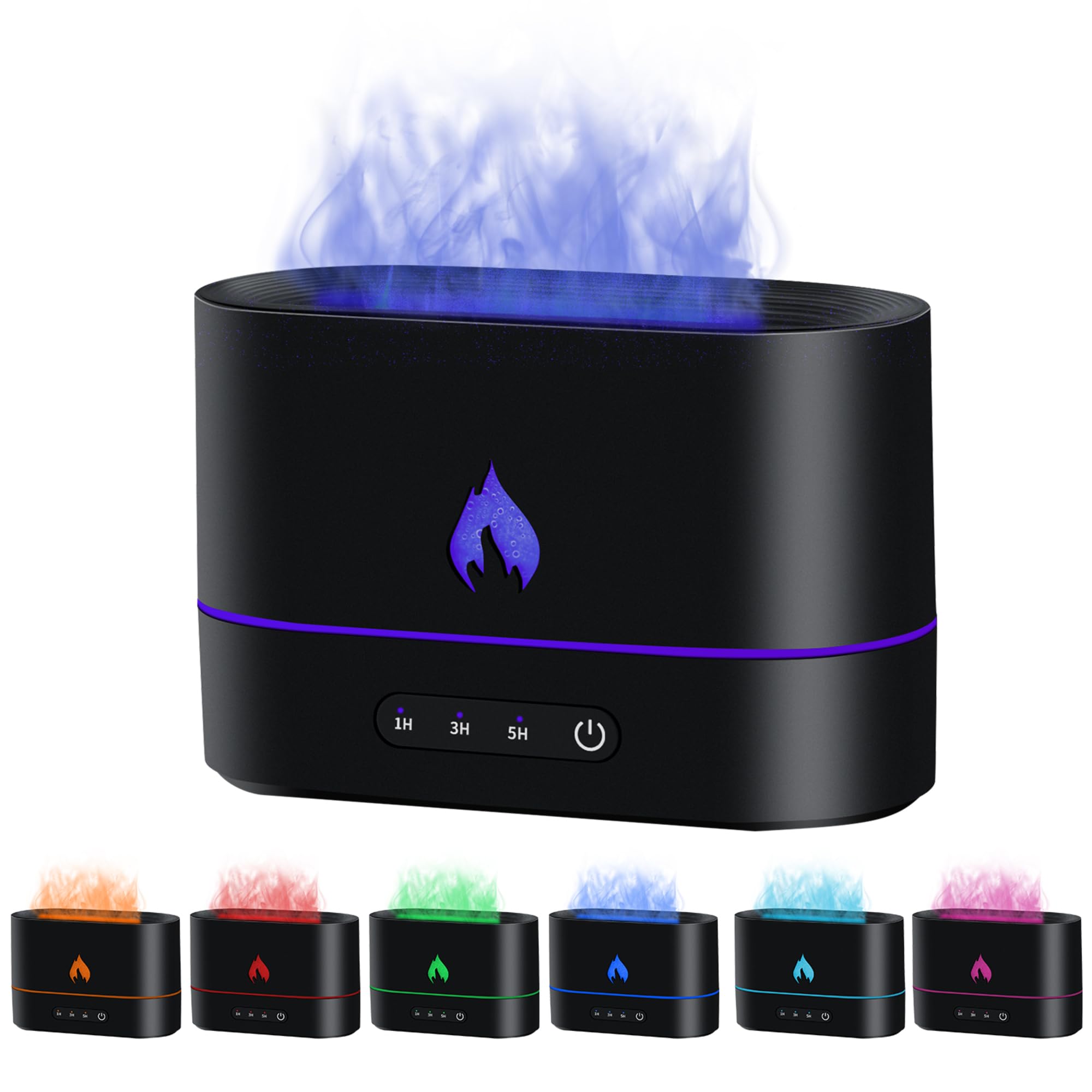 Mcbazel Flame Aroma Diffuser,Fragrance Essential Oil Diffuser Humidifier,Aroma Diffuser Humidifier with 3D Flame Night Light 200mL for Bedroom, Home and Office - Black