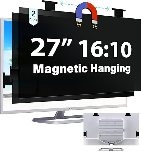 Miniatura 18 de [Paquete de 2] Pantalla magnética colgante de privacidad de computadora de 23.8 pulgadas para monitor de pantalla ancha de relación de aspecto 16:9,