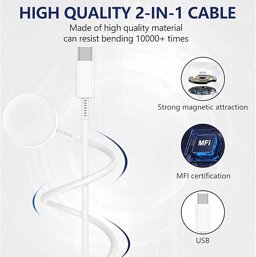 Miniatura 3 de Susnwere Cargador rápido de 5 W para cargadores de Apple Watch con bloque de cargador de 20 W, USB C magnético para i-Watch, cable de carga rápida