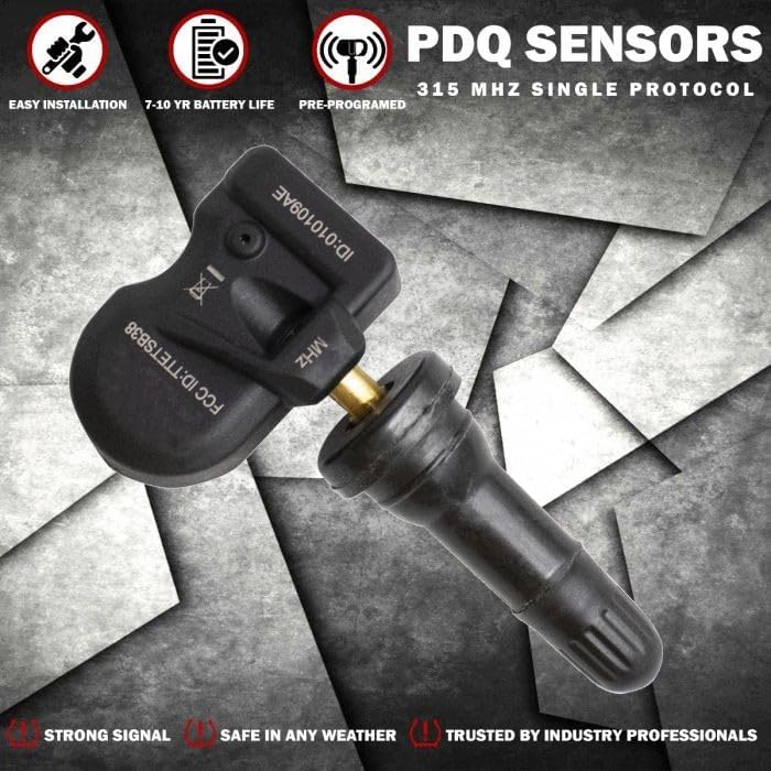 Miniatura 4 de PDQ TPMS - Sensor de presión de neumáticos TPMS de 433 MHZ, paquete de 4 unidades de vástago de goma para Chrysler Dodge Direct repuesto para pieza