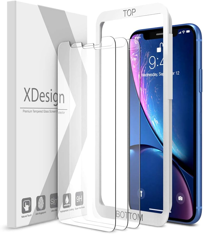 XDesignGlass Screen Protector Designed for iPhone 11 and iPhone XR (3-Pack) 6.1-inch Tempered Glass with Touch Accurate/Impact Absorb + Easy Installation Tray [Fit with Most Cases]- 3 Pack