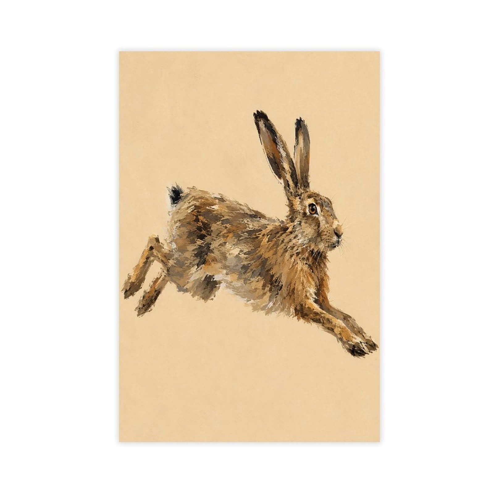 H3b8u2y5 Unframe-Style-24 Leaping Hare Canvas Wall Art, Loose Watercolor Dorm Room