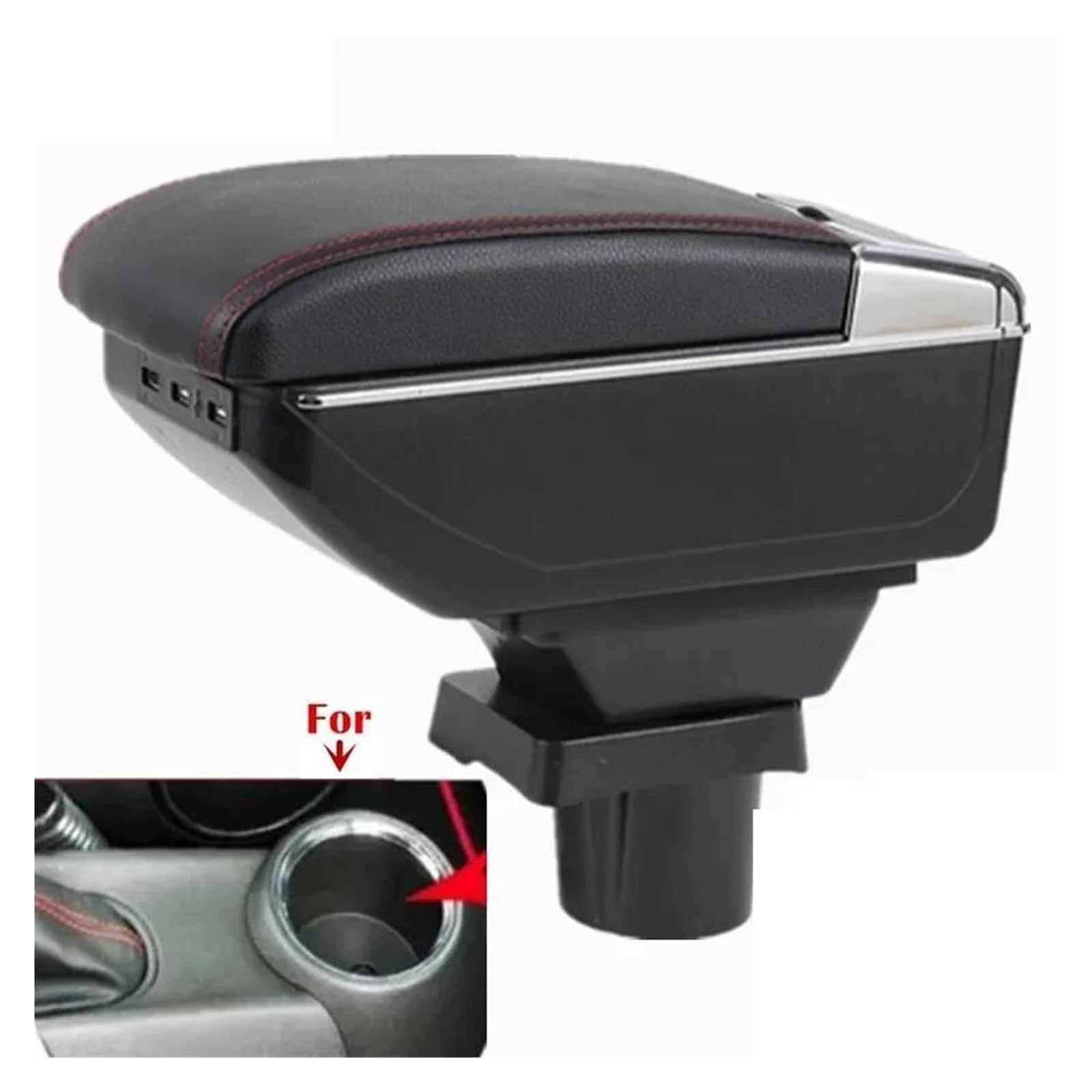 centro consola organizador caja Para MINI Para Cooper R50 R52 R53 R56 R57 R58 F55 F56 F57 Compartimento Reposabrazos Coche Accesorios Almacenamiento Central(D red line 7USB)