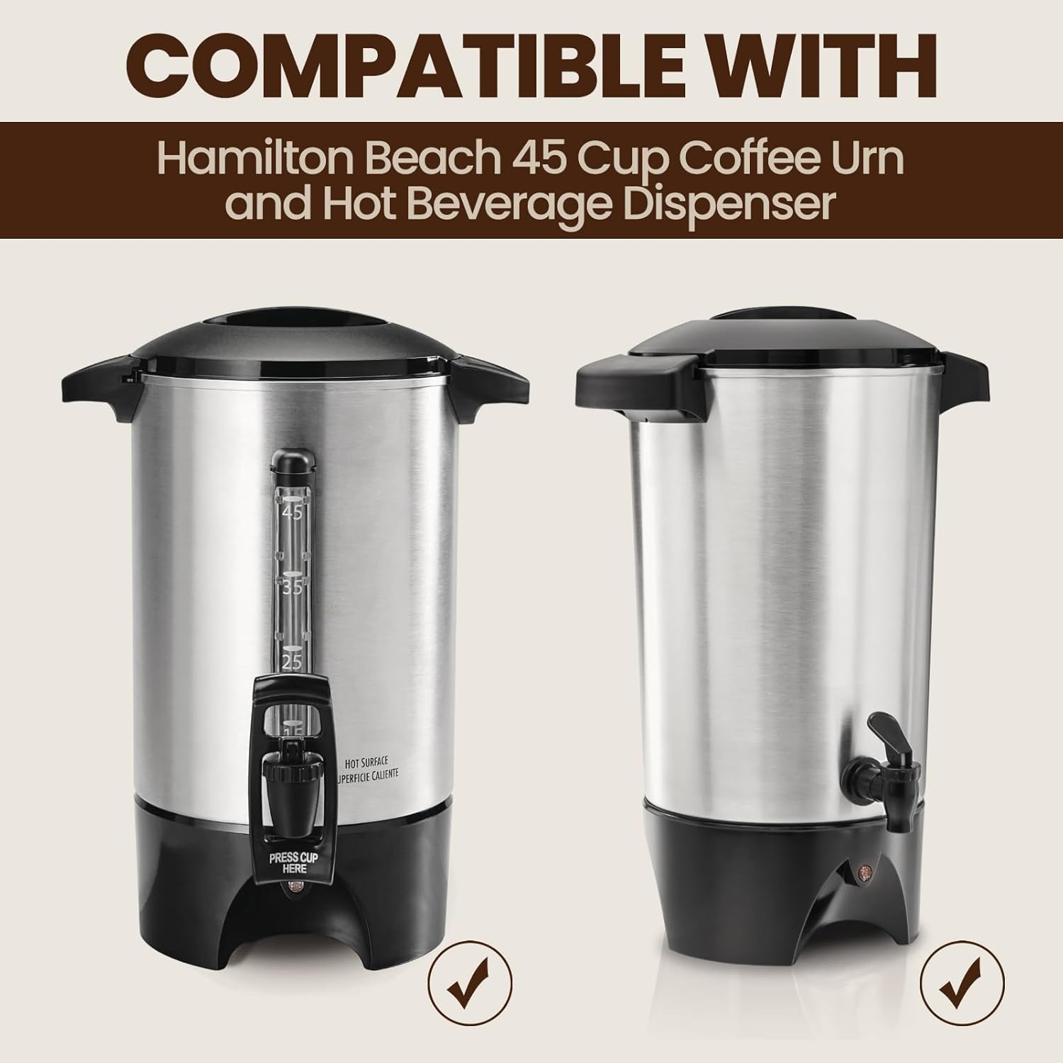 300pcs Coffee Filters Compatible with Hamilton Beach Coffee Urn, Unbleached Paper Filters for 45cup Hot Drink Dispenser