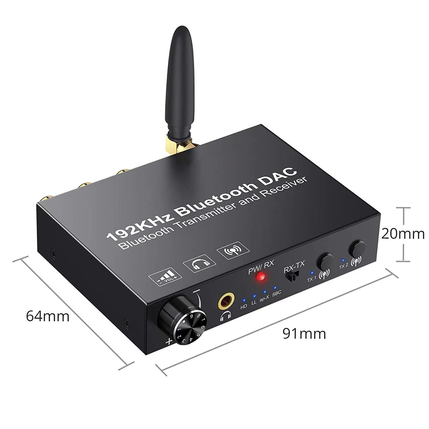 SUVIA Convertitore DAC Bluetooth 192KHz Trasmettitore Audio Wireless Ricevitore Adattatore Digitale Ottico da Coassiale Ad Analogico per TV Facile da Usare