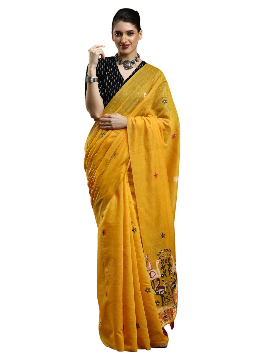 sarha Floral Motifs Woven Cotton Muga Saree Red-picture-50
