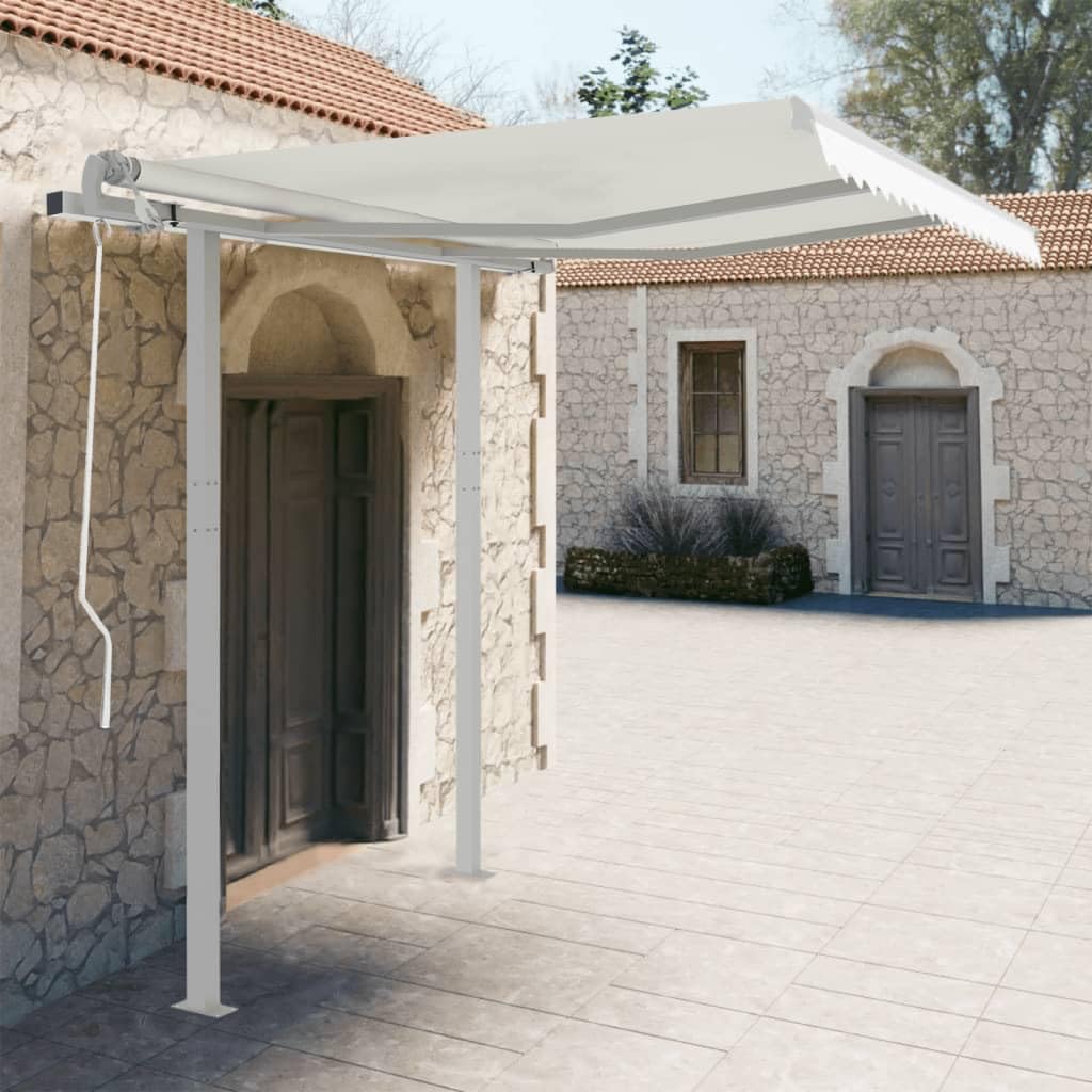 Markisen-Stützen Set, Weiß, 300x245 cm, aus robustem Eisen für zusätzlichen Halt, ideal für Terrassen, Balkone und Gärten, kompatibel mit