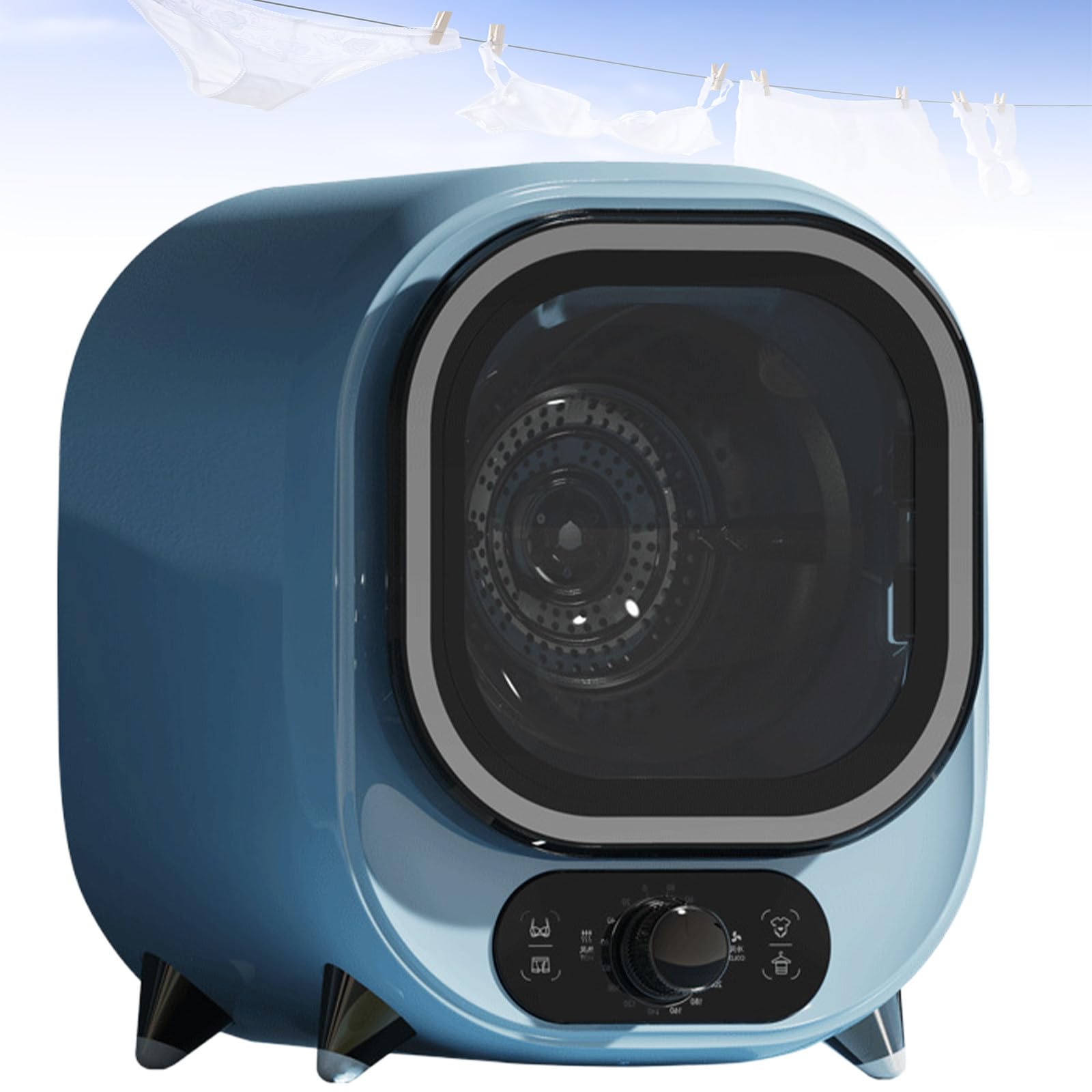 Secadora PequeñA, Carga Frontal Secadora De Ropa 300 W, Minisecadora PortáTil Y Compacta, con Capacidad De Carga De 0,8 Kg, para Apartamento, Dormitorio Blue-A