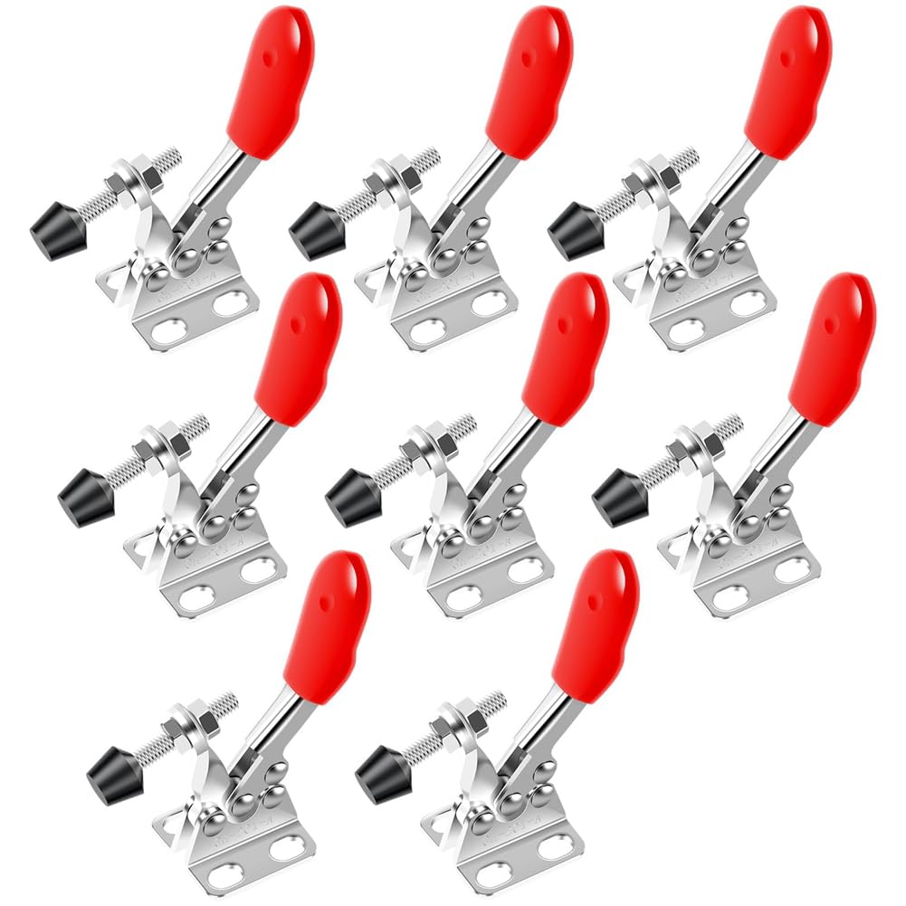Pomoflexi 8Pcs Toggle Clamp Adjustable Quick Release Toggle Hold Down Clamp, 60 Lbs Stainless Steel Horizontal Clamps