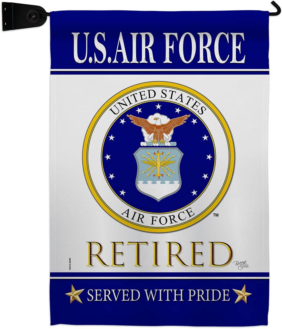 US Air Force Retired Garden Flag Set Mailbox Hanger Armed Forces USAF United State American Military Veteran Retire Official Small Decorative Gift Yard House Banner Double-Sided Made In USA 13 X 18.5