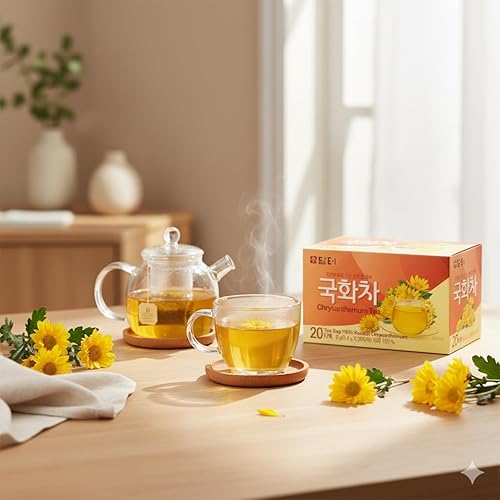 Miniatura 3 de Damtuh Té de crisantemo  Té de hierbas coreano calmante, caliente o helado, natural y refrescante  20 bolsas de té (0.01 oz cada una)