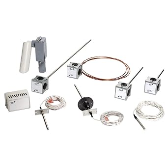 Johnson Controls TE-636GV-2 Series TE-6300 Thermistor Temperature Sensor, 10k ohm, Type II, VAV Flange Mount, Flange Mounting Style, 4" Probe Length