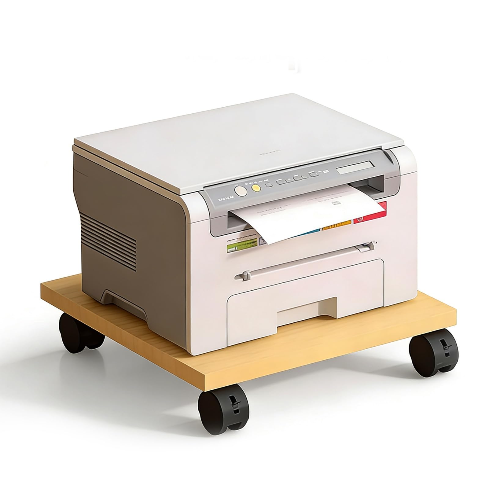 Under Desk Printer Stand with 4 Caster Wheels Movable Copier Shelf and Tray Plant Rack for Home Office Duty Storage Scanner Fax Machine 1PC(Natural,23.23x17.32x2.60in)