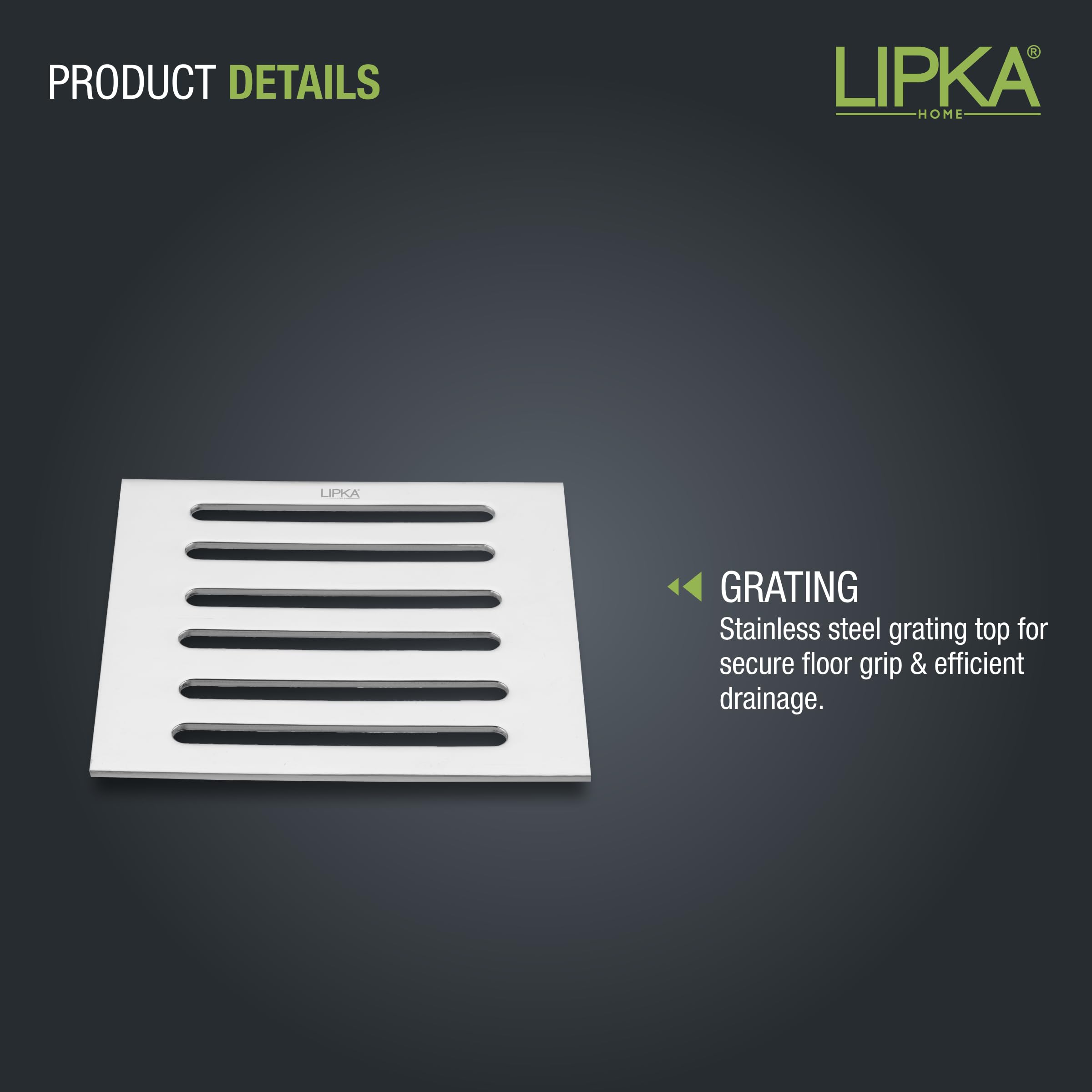 LIPKA Pack of 2 Verticle Grating Floor Drain |Premium Stainless Steel|4 x 4 Inches|Commercial Drain| 2
