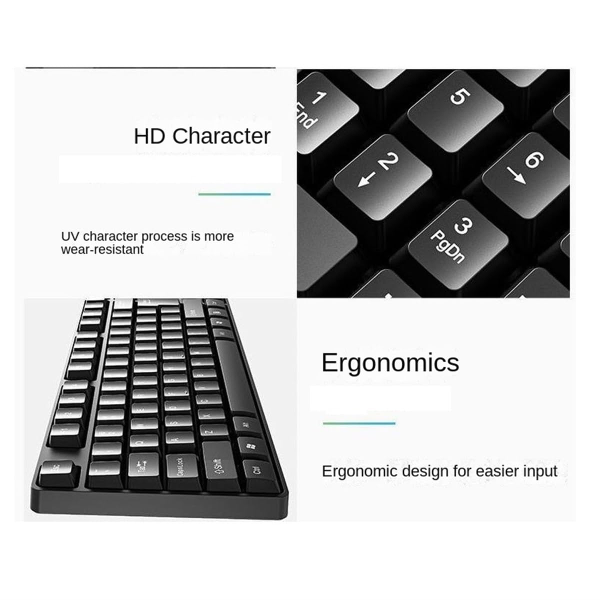 Kompaktowa Zestaw Klawiatury I Myszy Przewodowy Komputer Biurowy Notebook Zewnętrzna Gra Uniwersalna Dla Komputerowego(Black)