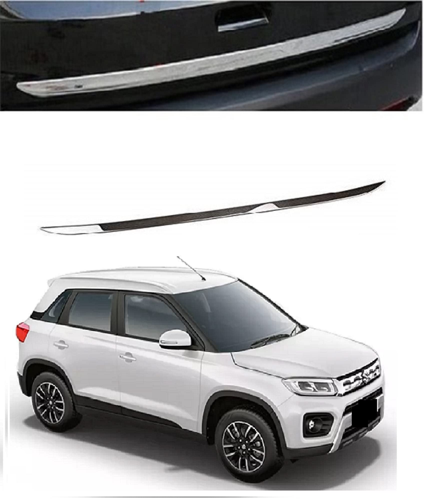 Trigcars M A R U T I Vitara Brezza Car Dicky Boot Chrome Garnish Steel Strip Patti