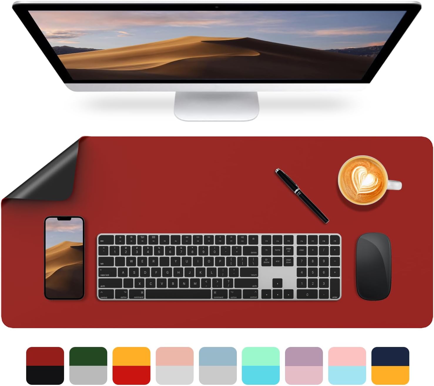 Leather Desk Pad Protector,PU Leather Dual Side Large