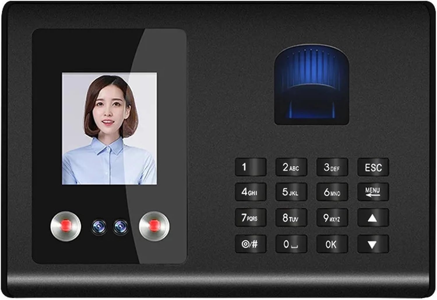 タイムレコーダー 勤怠管理機 顔+指紋+パスワード 従業員チェックイン装置 認識装置 小規模・中規模ビジネス向け(BLUE_OTHE