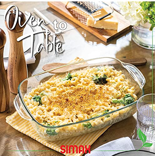 Simax Glass Casserole Baking Dish: Clear Glass Round Casserole Dish With Lid And Handles - Covered Bowl For Cooking, Baking, Serving, Etc. - Microwave, Dishwasher, And Oven Safe Cookware – 3 Quart Dish + 2.2 Quart Lid #TOP2