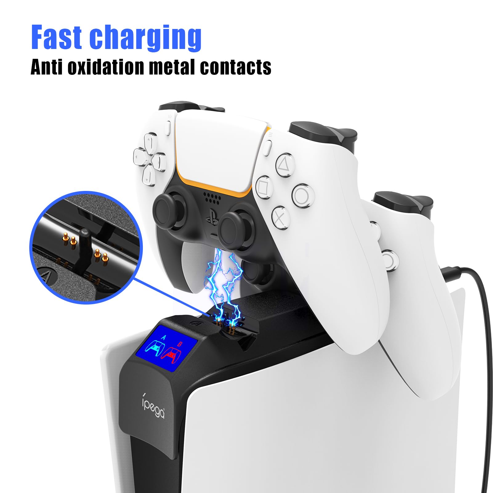 Station de Charge pour Manette PS5 Slim Digital & Disc, PS5 Slim Station de Charge avec Affichage LED, PS5 USB-C Chargeur Accessoires pour PS5 Slim